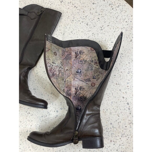 Bussola Women 7.5 Brown Leather Boot Equestrian Old Money SienaEmblem 2065 Crest - Picture 7 of 10